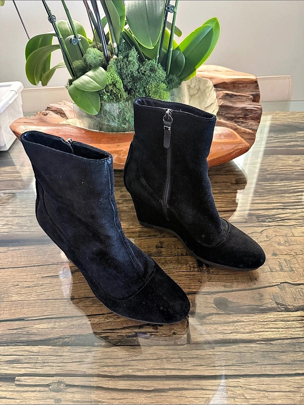 Via Spiga Wedge Ankle Suede Boots in Black